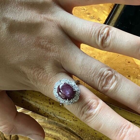 Natural Star Ruby Sterling Silver Ring Size 8 - Picture 5 of 10